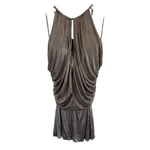Yrusha Metallic Ruched Halter Mini Dress Womens Size US 6 Y2K Party Glam Chic